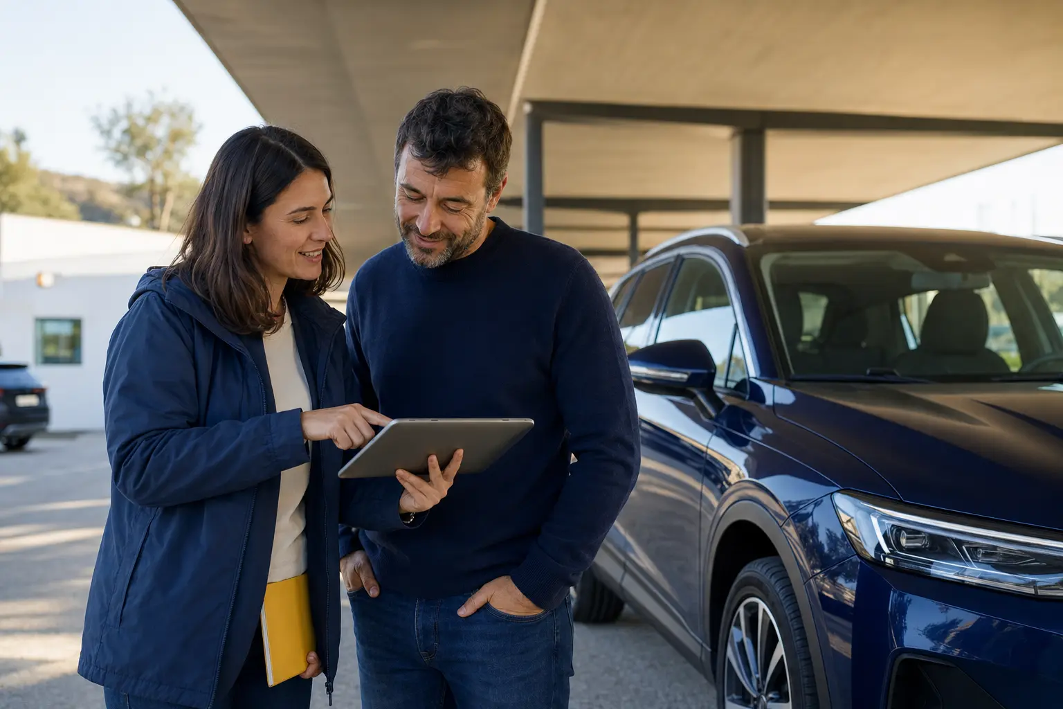Profissional GOUP a apoiar um motorista parceiro